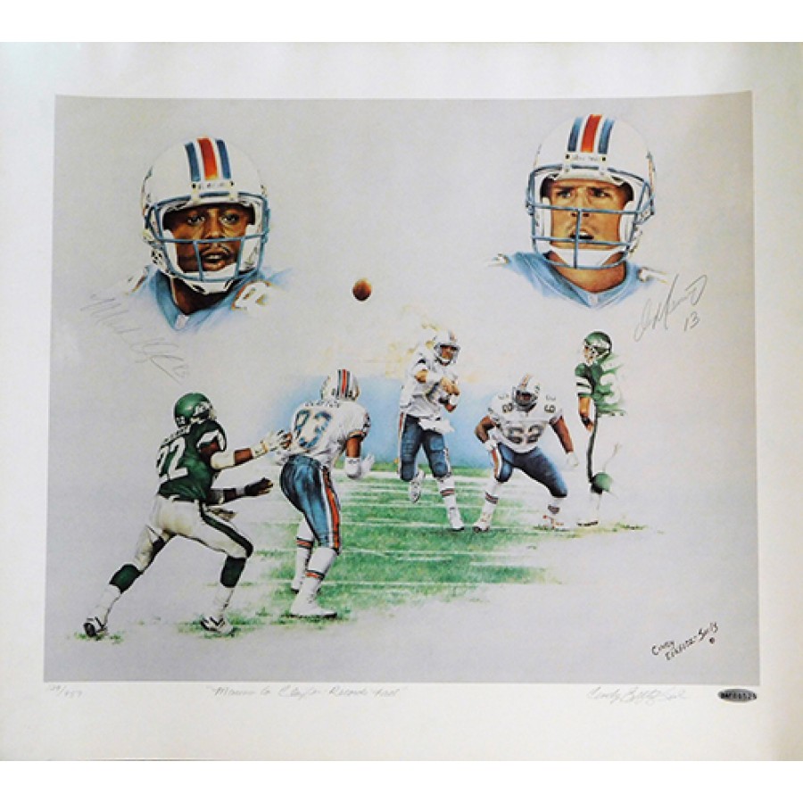 Miami Dolphins Dan Marino And Mark Clayton Signed Lithograph Uda Authenticated